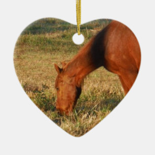 Adorno De Cerámica Caballo marrón con pinos