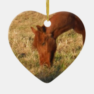 Adorno De Cerámica Caballo marrón en campo de árbol amarillo