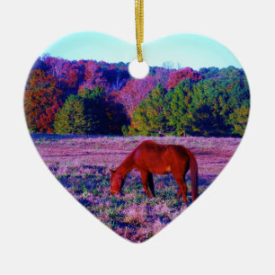 Adorno De Cerámica Caballo marrón en Grasa Morada