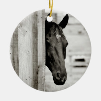 Adorno De Cerámica Caballo negro curioso
