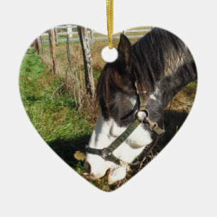 Adorno De Cerámica Caballo pintado, flor de la reina de la alimentaci