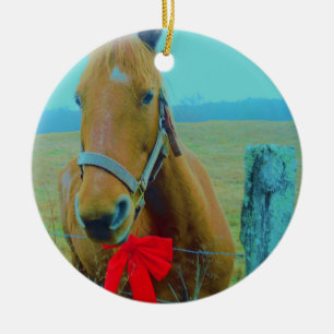 Adorno De Cerámica Caballo retro de Navidad