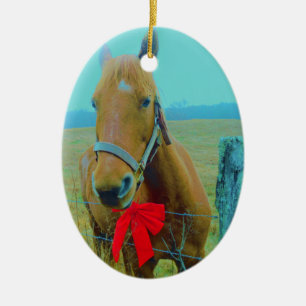 Adorno De Cerámica Caballo retro de Navidad