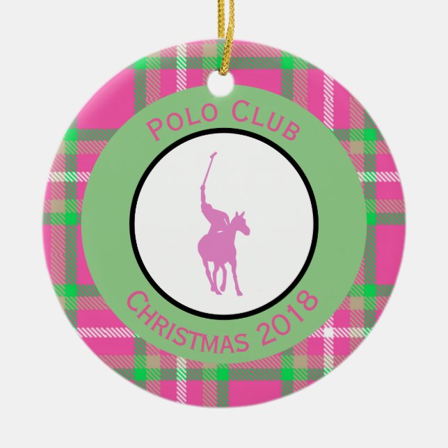 Adorno De Cerámica Caballo rosado de polo (Frente)
