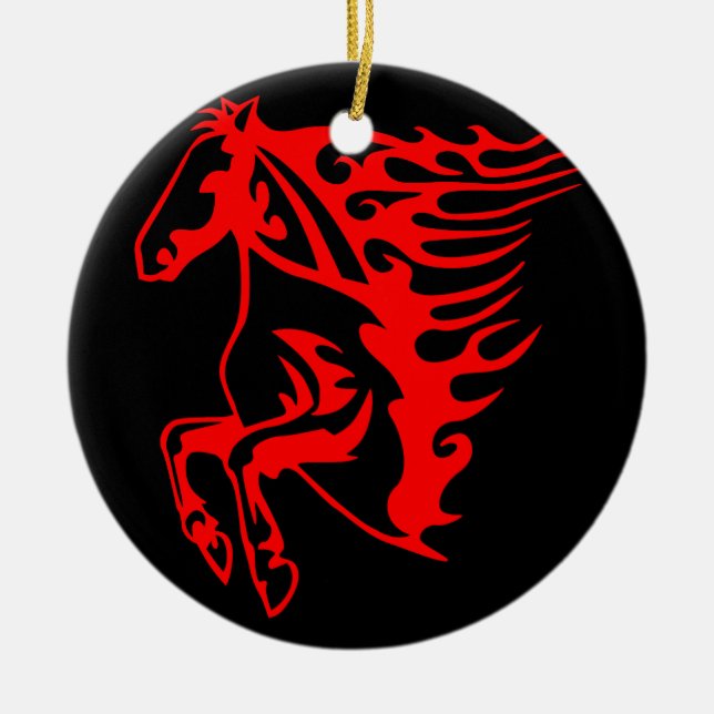 Adorno De Cerámica Caballo salvaje del Bronco Rojo Flamante Mustang (Frente)