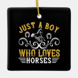 Adorno De Cerámica Caballo - Solo un chico que ama los caballos