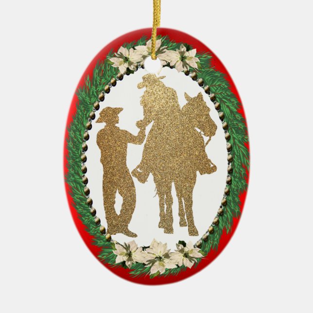 Adorno De Cerámica Caballo Vaquero Occidental