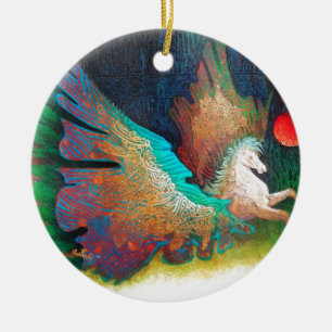 Adorno De Cerámica Caballo Volador