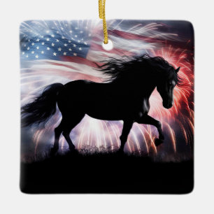 Adorno De Cerámica Caballo Y País Norteamericano Occidental