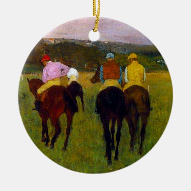 Adorno De Cerámica Caballos de carreras Edgar Degas en Longchamp (Frente)
