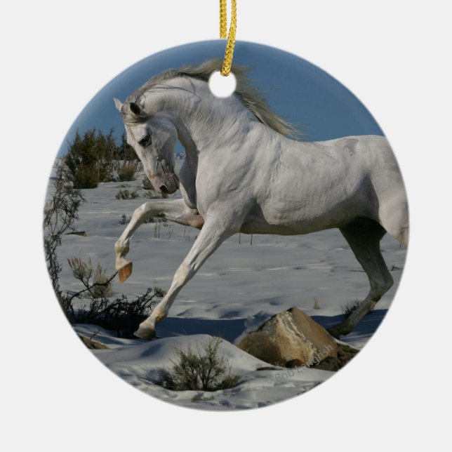 Adorno De Cerámica Caballos de la fantasía: Rey de la nieve (Frente)