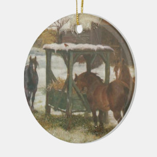 Adorno De Cerámica Caballos el día de navidad