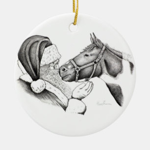 Adorno De Cerámica Caballos navidades y Santa Claus