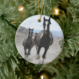 Adorno De Cerámica Caballos Salvajes de Utah Corriendo