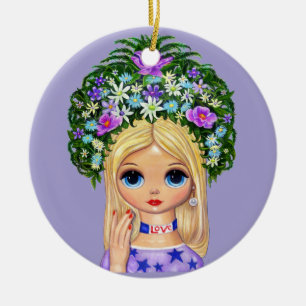 Adorno De Cerámica Cabeza de Amor Flor Niño Grande Dolor De Ojo