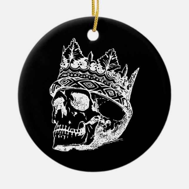 Adorno De Cerámica Cabeza de esqueleto con corona en una (Frente)