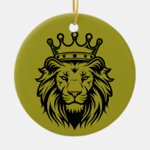 Cabeza de León con Silueta de Corona - Negro 1