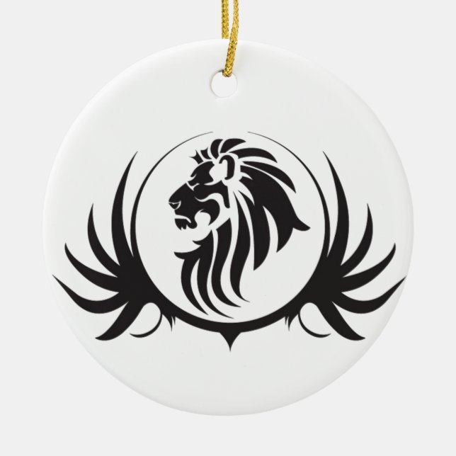 Adorno De Cerámica Cabeza de leones negros (Frente)