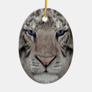 Adorno De Cerámica Cabeza de Tigre Blanco Estética de Vida Silvestre