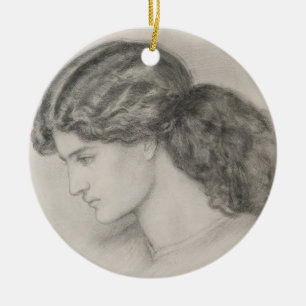 Adorno De Cerámica Cabeza de una mujer, 1861 (lápiz en el papel)