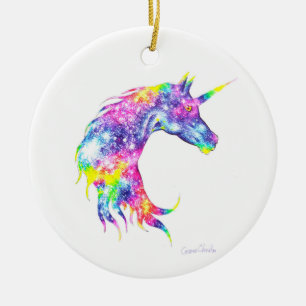Adorno De Cerámica Cabeza de unicornio colorida