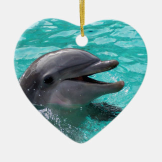 Adorno De Cerámica Cabeza del delfín en agua del aquamarine