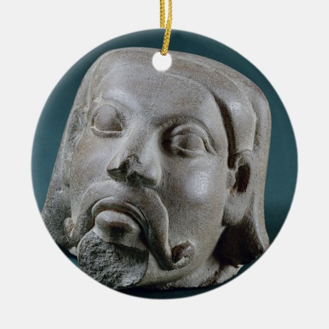 Adorno De Cerámica Cabeza pulimentada de un extranjero, Sarnath, 3ro (Frente)