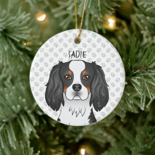 Adorno De Cerámica Cabeza y nombre de Cavalier King Charles Spaniel t