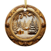 Cabina De Invierno De Madera 3D En El Bosque