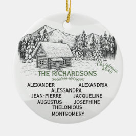 Adorno De Cerámica Cabina Snowy Mountain Winter Log X9