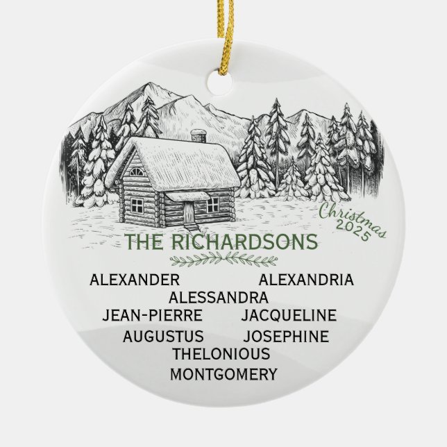 Adorno De Cerámica Cabina Snowy Mountain Winter Log X9 (Frente)