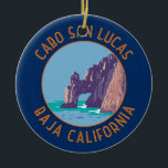 Adorno De Cerámica Cabo San Lucas Arch México Círculo Distorsionado R<br><div class="desc">Cabo San Lucas en un estilo de arte vectorial. Cabo San Lucas,  una ciudad de resorts en la punta sur de la península de Baja California de México,  es conocida por sus playas,  actividades acuáticas y vida nocturna.</div>