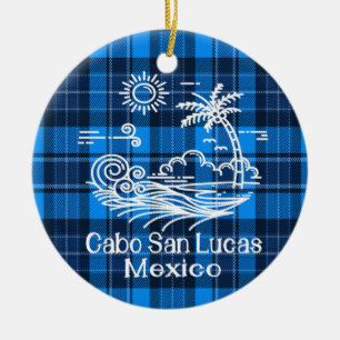 Adorno De Cerámica Cabo San Lucas México en Navidades de Blue Tartán