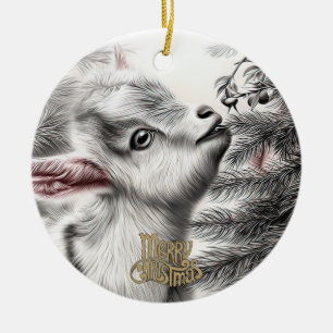 Adorno De Cerámica Cabra bebé Navidad 7 y TU FOTO