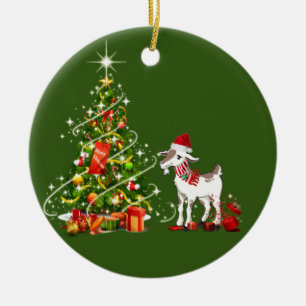 Adorno De Cerámica Cabra con Gorras Scafés Navidades