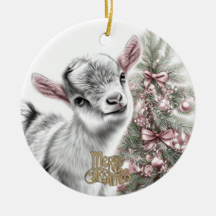 Adorno De Cerámica Cabrito de Navidad 14 y TU FOTO