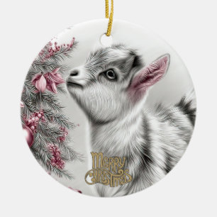 Adorno De Cerámica Cabrito de Navidad 15 y TU FOTO