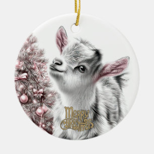 Adorno De Cerámica Cabrito de Navidad 20 y TU FOTO
