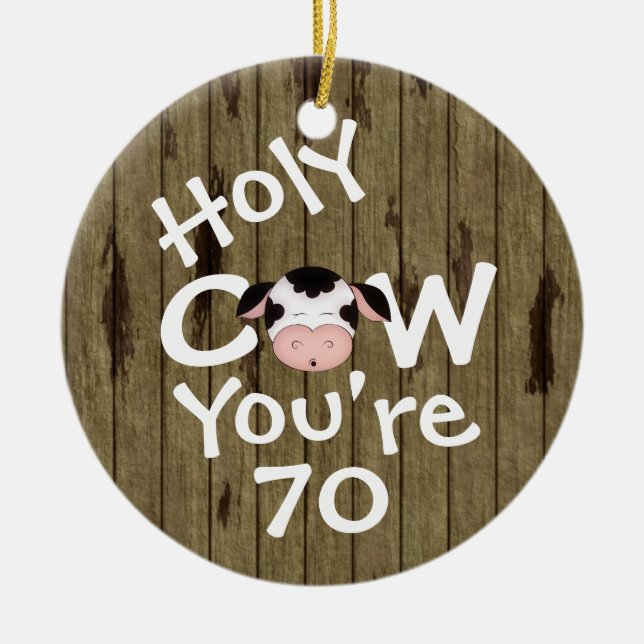 Adorno De Cerámica Caca sagrada y divertida personalizada 70 cumpleañ (Frente)