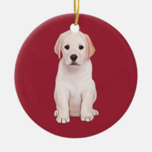 Adorno De Cerámica Cachorro amarillo Labrador