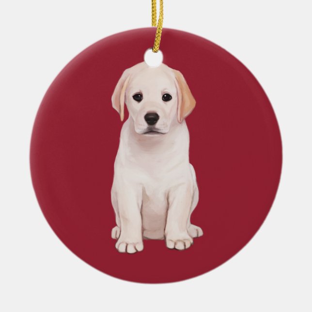 Adorno De Cerámica Cachorro amarillo Labrador (Frente)