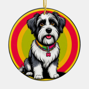 Adorno De Cerámica Cachorro Animado Adorable con Collar