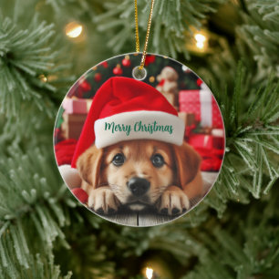 Adorno De Cerámica Cachorro Ayudante de Santa