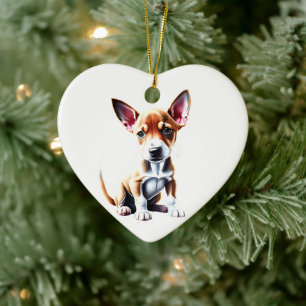 Adorno De Cerámica Cachorro Basenji Personalizado
