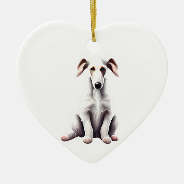 Adorno De Cerámica Cachorro Borzoi personalizado (Frente)