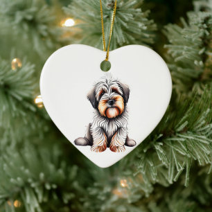 Adorno De Cerámica Cachorro Briard Personalizado