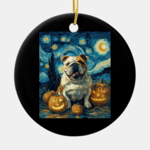 Adorno De Cerámica Cachorro Bulldog Inglés Adorable Perro Halloween J