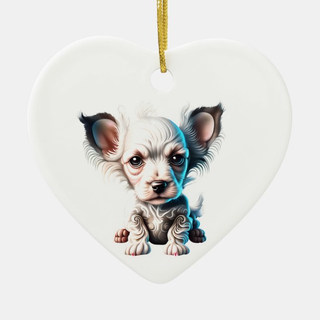 Adorno De Cerámica Cachorro chino personalizado (Frente)