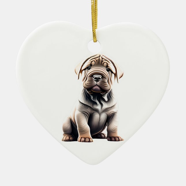 Adorno De Cerámica Cachorro chino Shar-Pei personalizado (Frente)