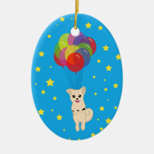 Adorno De Cerámica Cachorro con globos